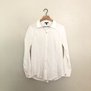 Eileen Fisher Classic White Collar Button Up
